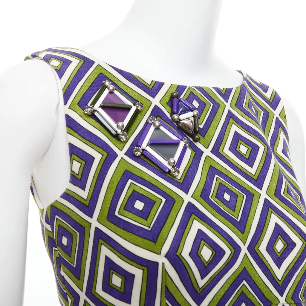 Prada Resin Mod Dress Green Wool Very good - Back View