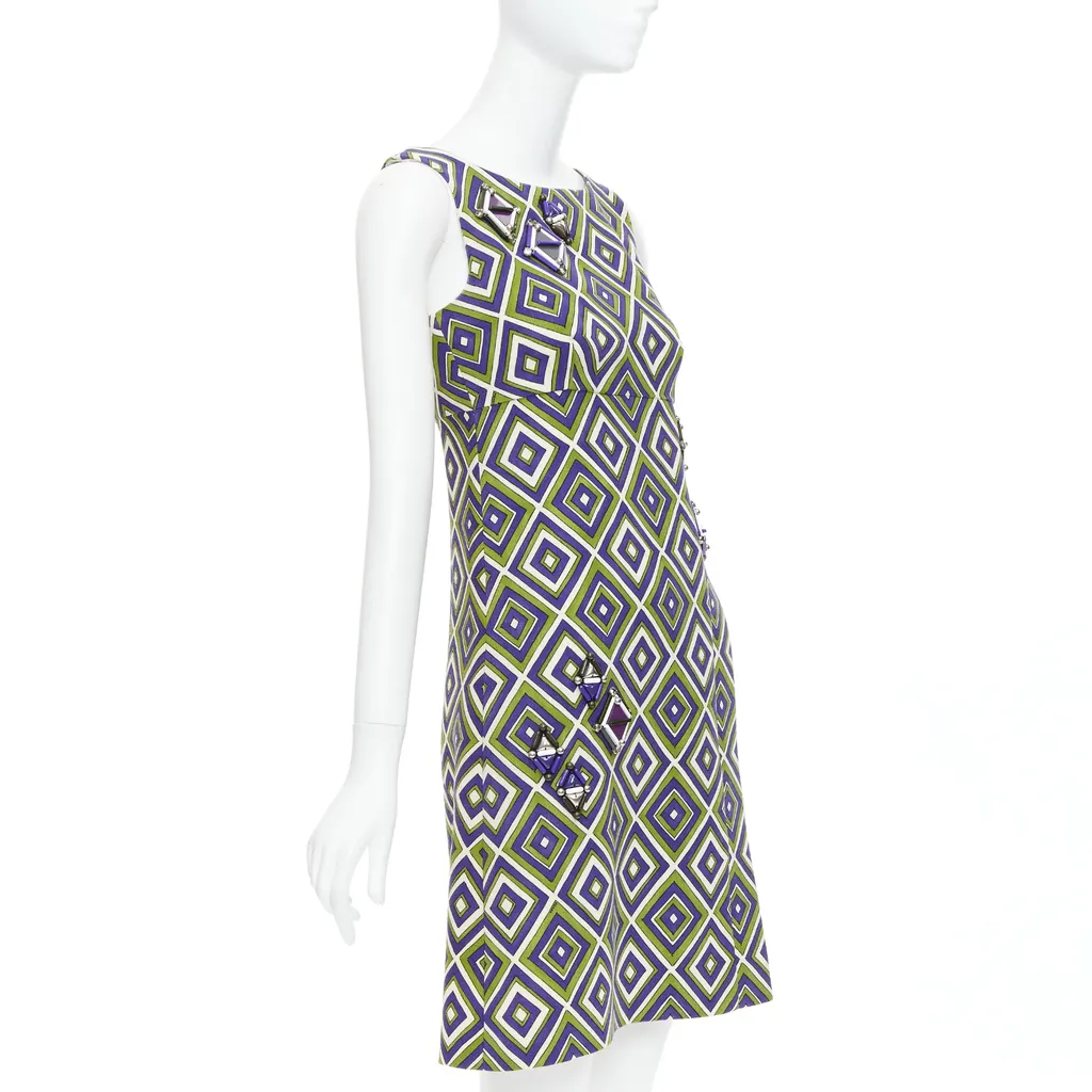 Prada Resin Mod Dress Green Wool Very good - Inside View