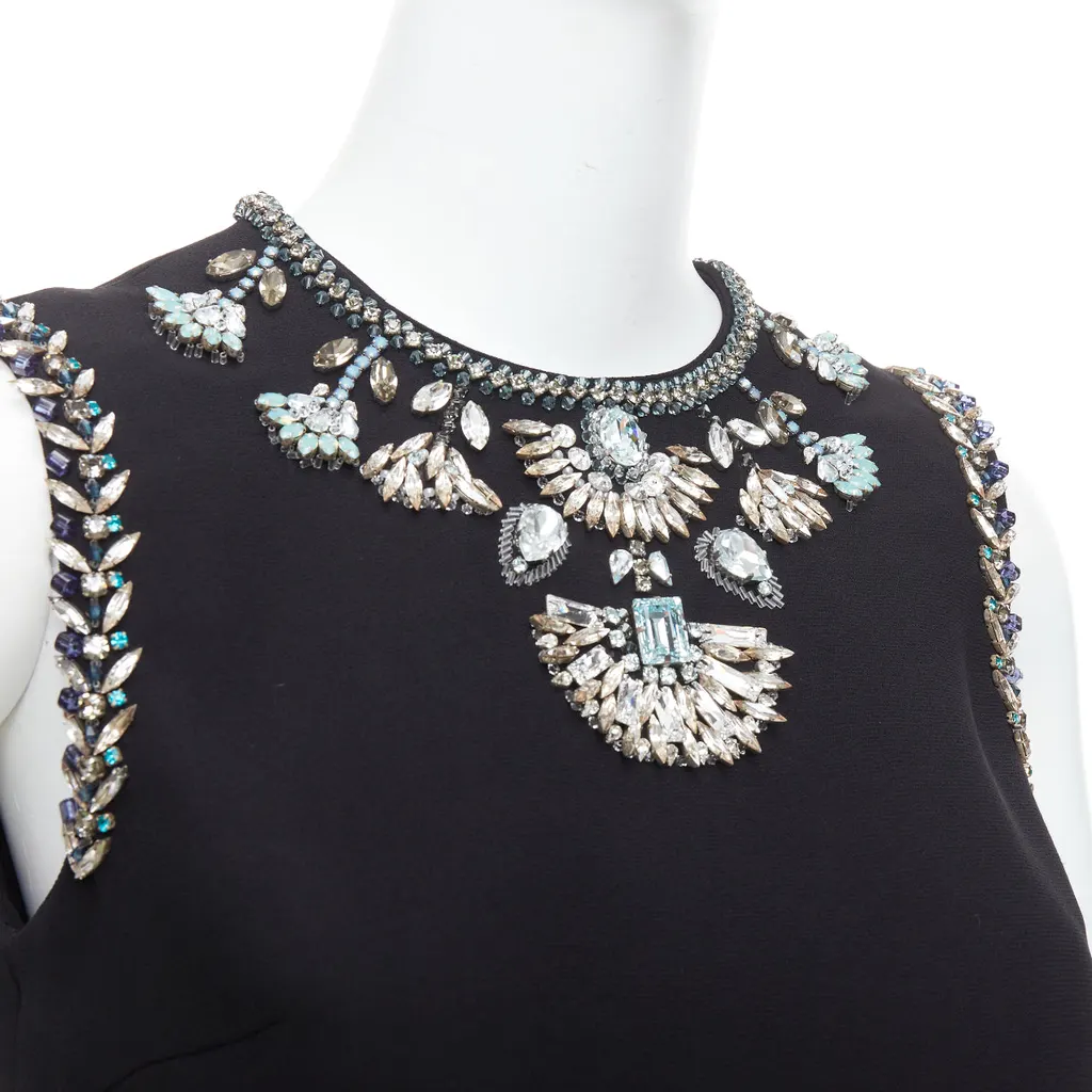 Miu Miu Rhinestone Shift Dress Black Viscose Never worn - Back View