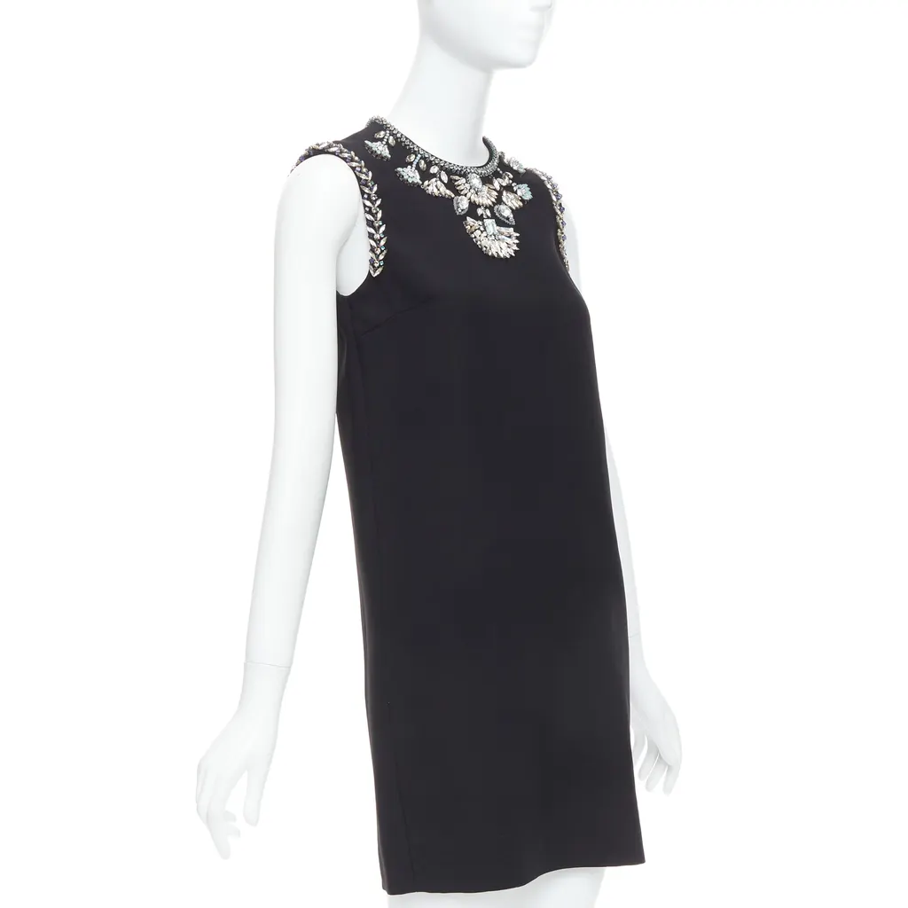 Miu Miu Rhinestone Shift Dress Black Viscose Never worn - Inside View