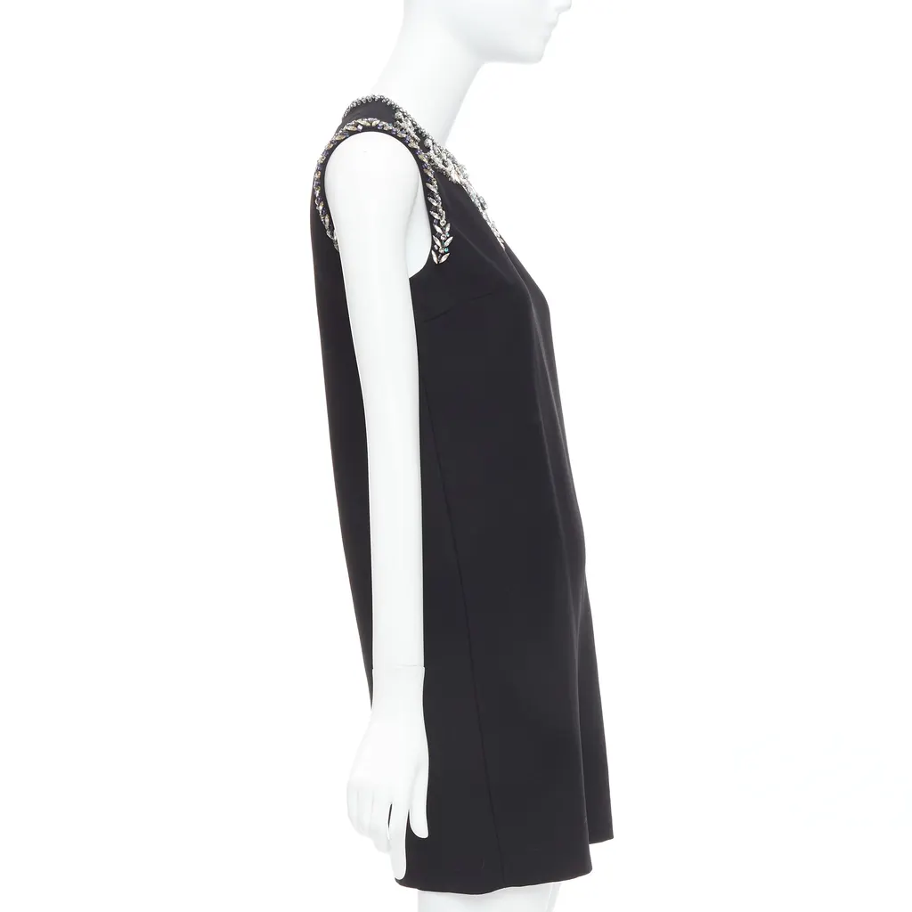 Miu Miu Rhinestone Shift Dress Black Viscose Never worn - Model View