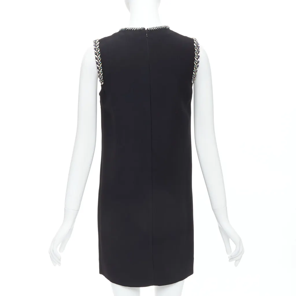 Miu Miu Rhinestone Shift Dress Black Viscose Never worn - Box View