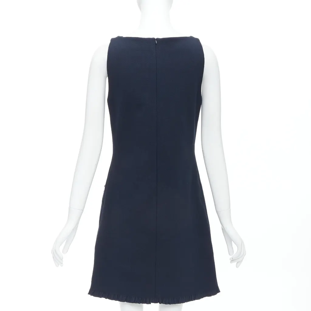 Lanvin Rhinestone Ribbon Dress Navy Cotton Very good - Box View