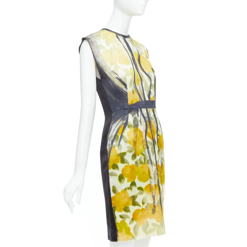 Lanvin Floral Print Dress Yellow Cotton Never worn - Front View