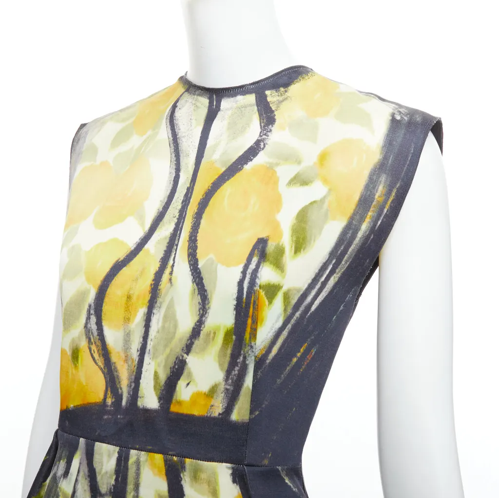 Lanvin Floral Print Dress Yellow Cotton Never worn - Back View