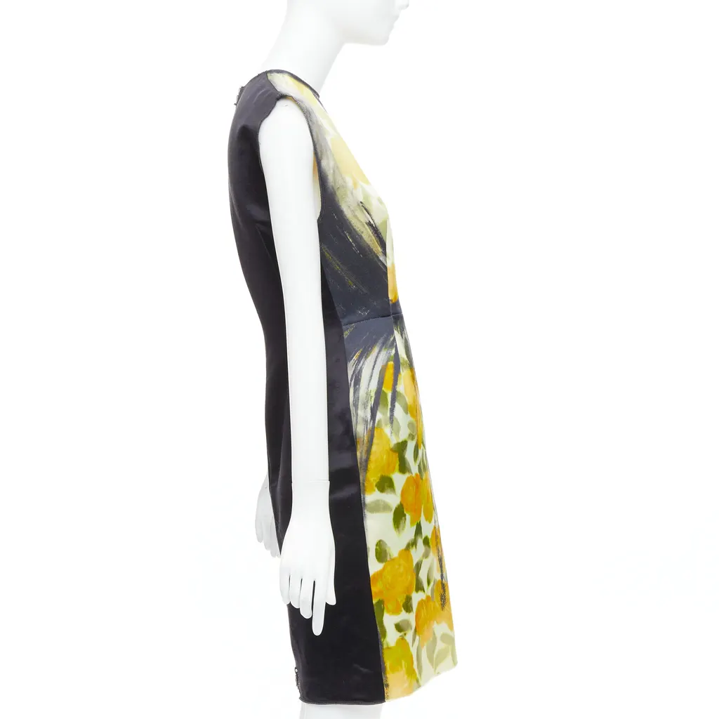 Lanvin Floral Print Dress Yellow Cotton Never worn - Model View