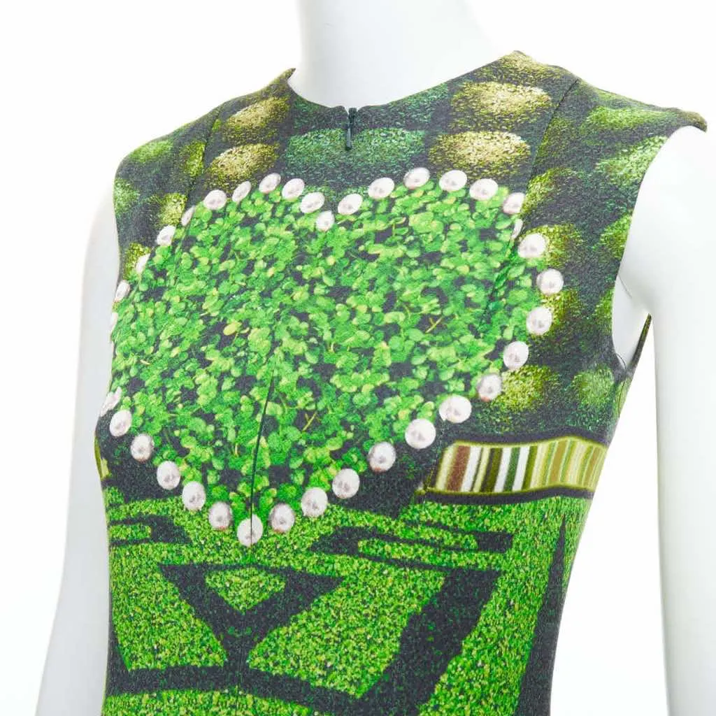 Mary Katrantzou Heart Garden Dress Green Viscose Never worn - Back View