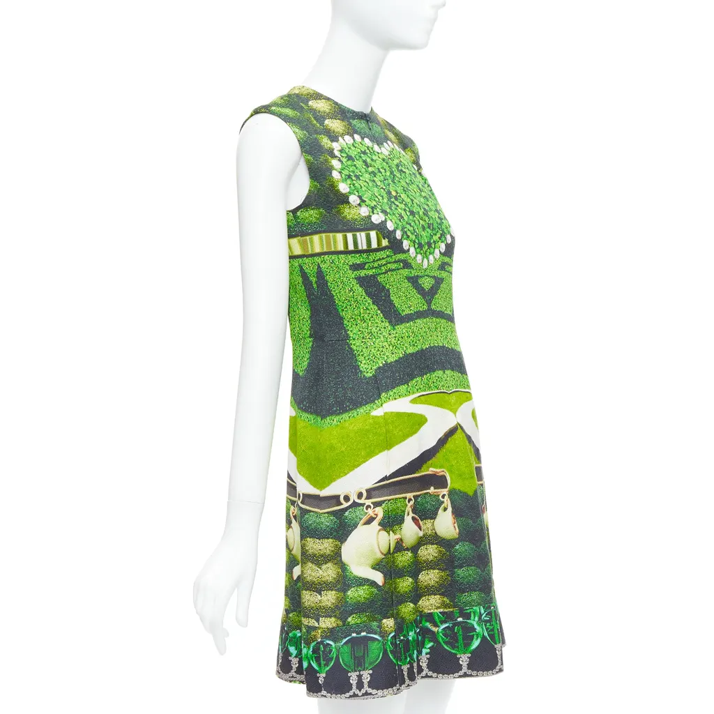 Mary Katrantzou Heart Garden Dress Green Viscose Never worn - Inside View