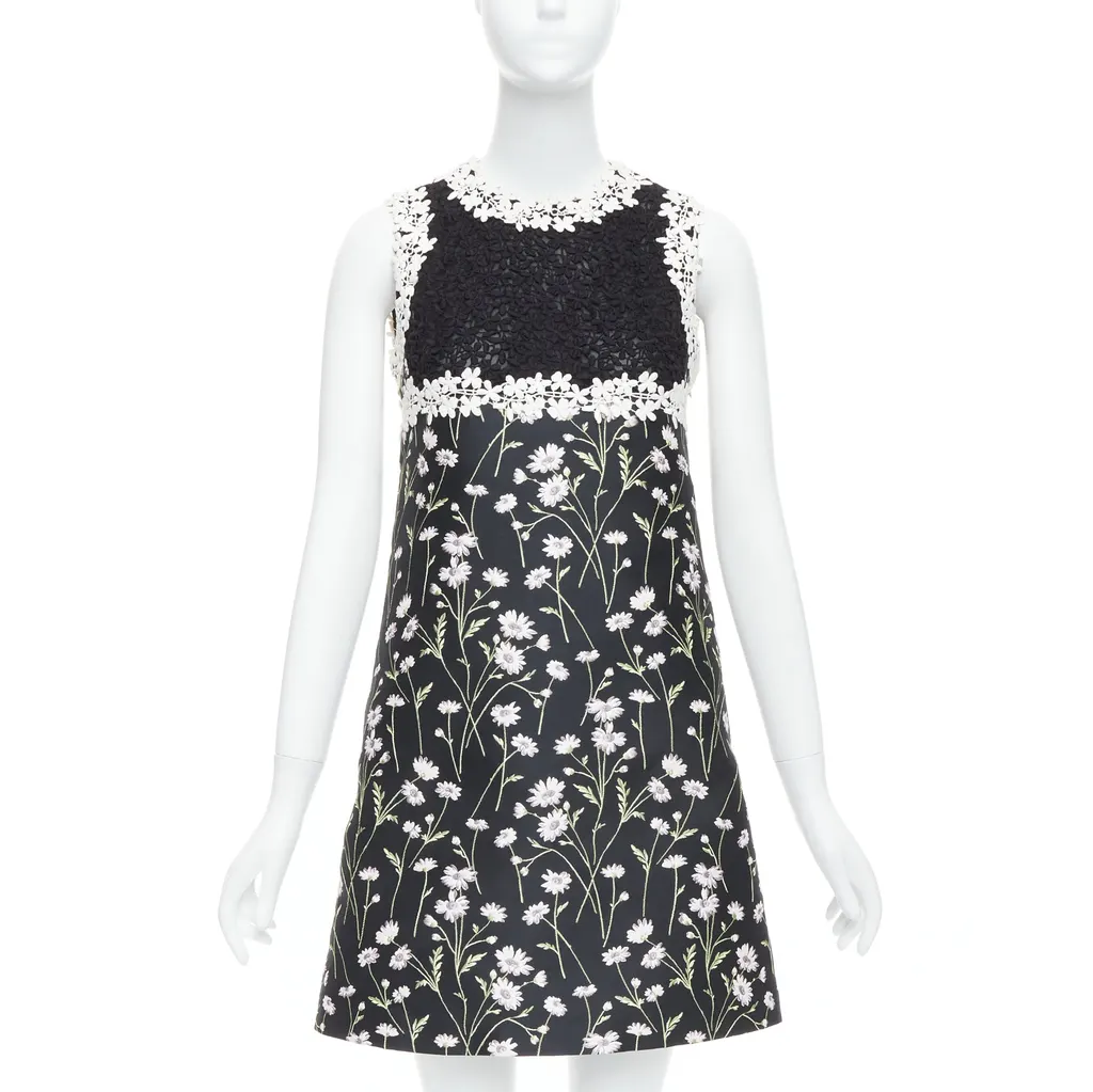 Giambattista Valli Lace Bodice Dress Black Polyester Never worn - Front View