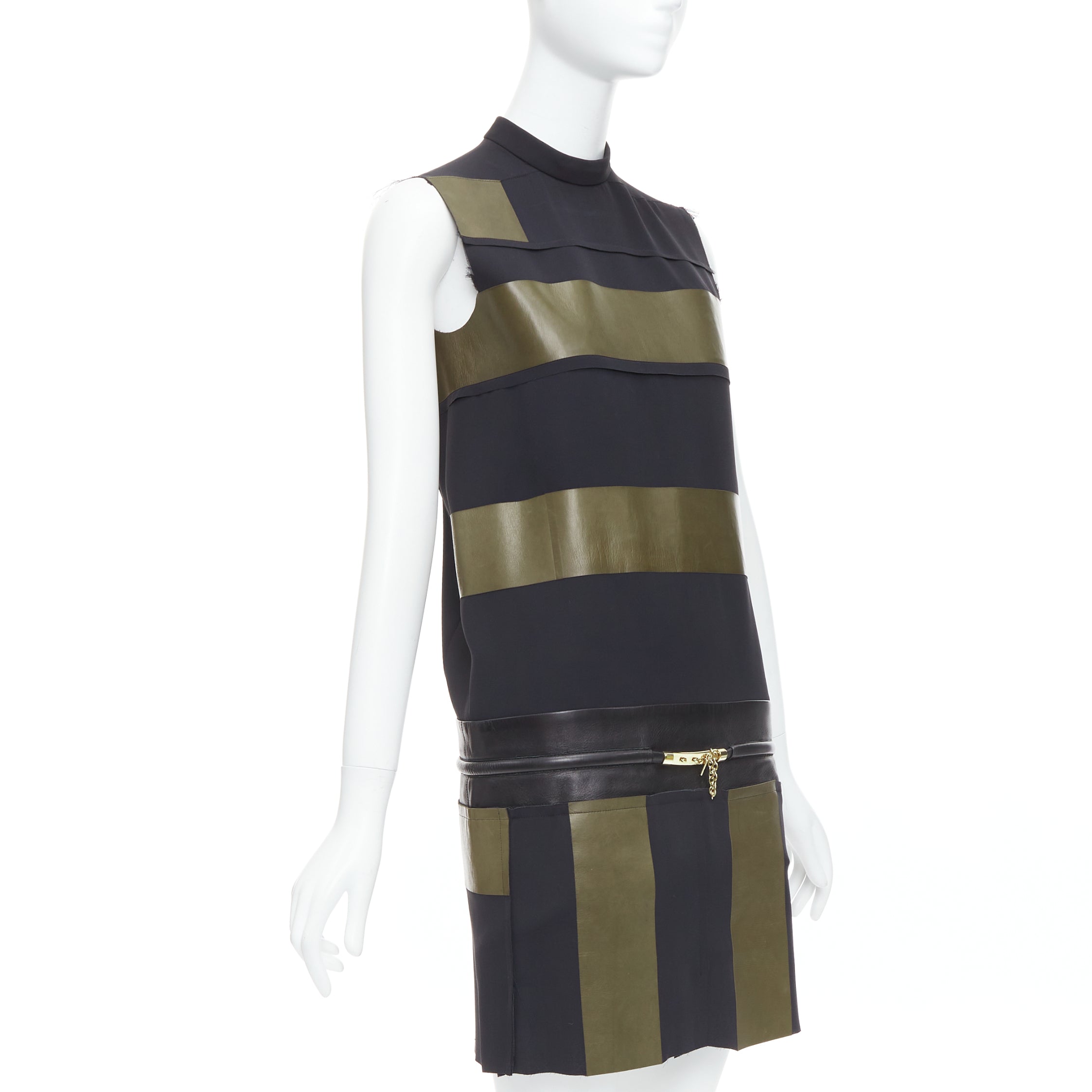 Celine Leather Stripe Dress - Image 6