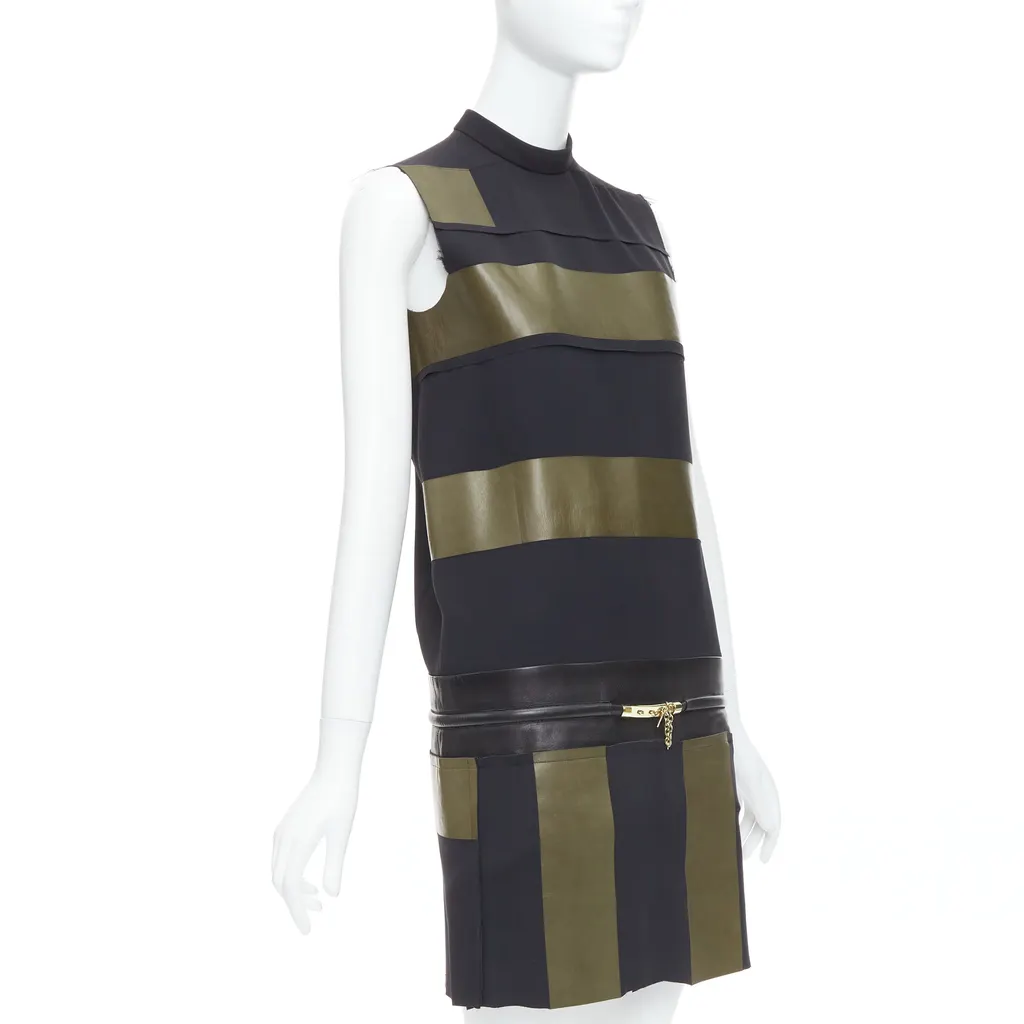 Celine Leather Stripe Dress Black Leather Very good - Inside View