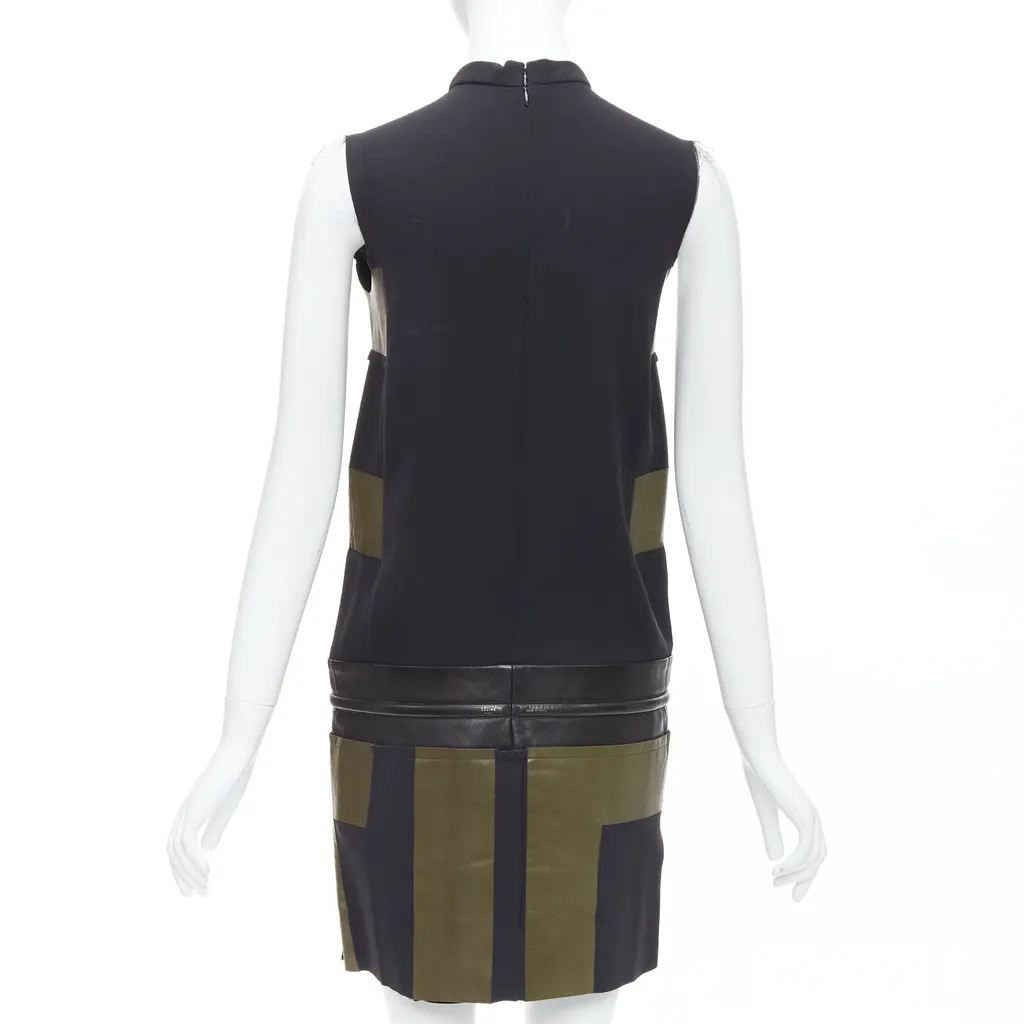 Celine Leather Stripe Dress Black Leather Very good - Box View