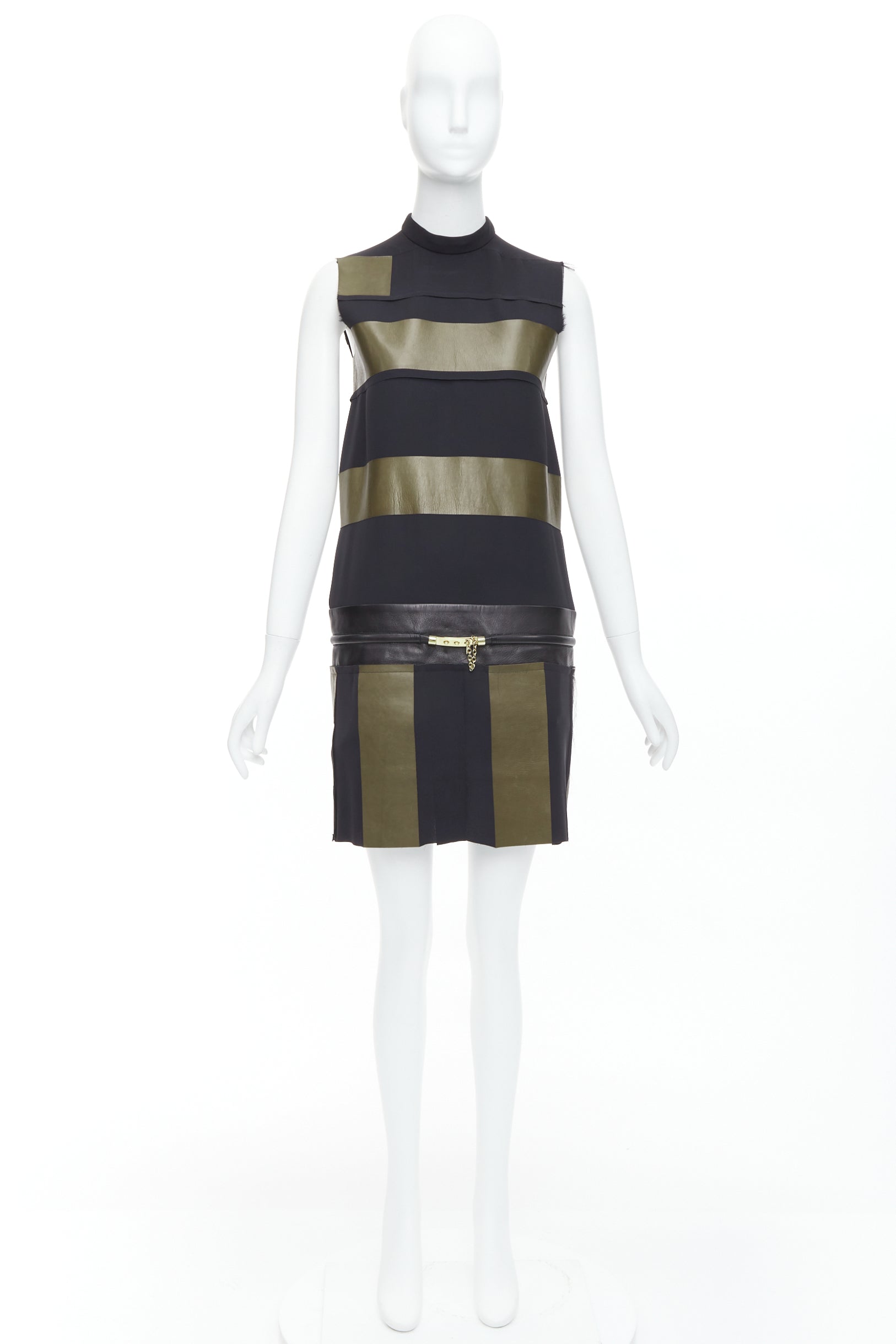 Celine Leather Stripe Dress - Image 11