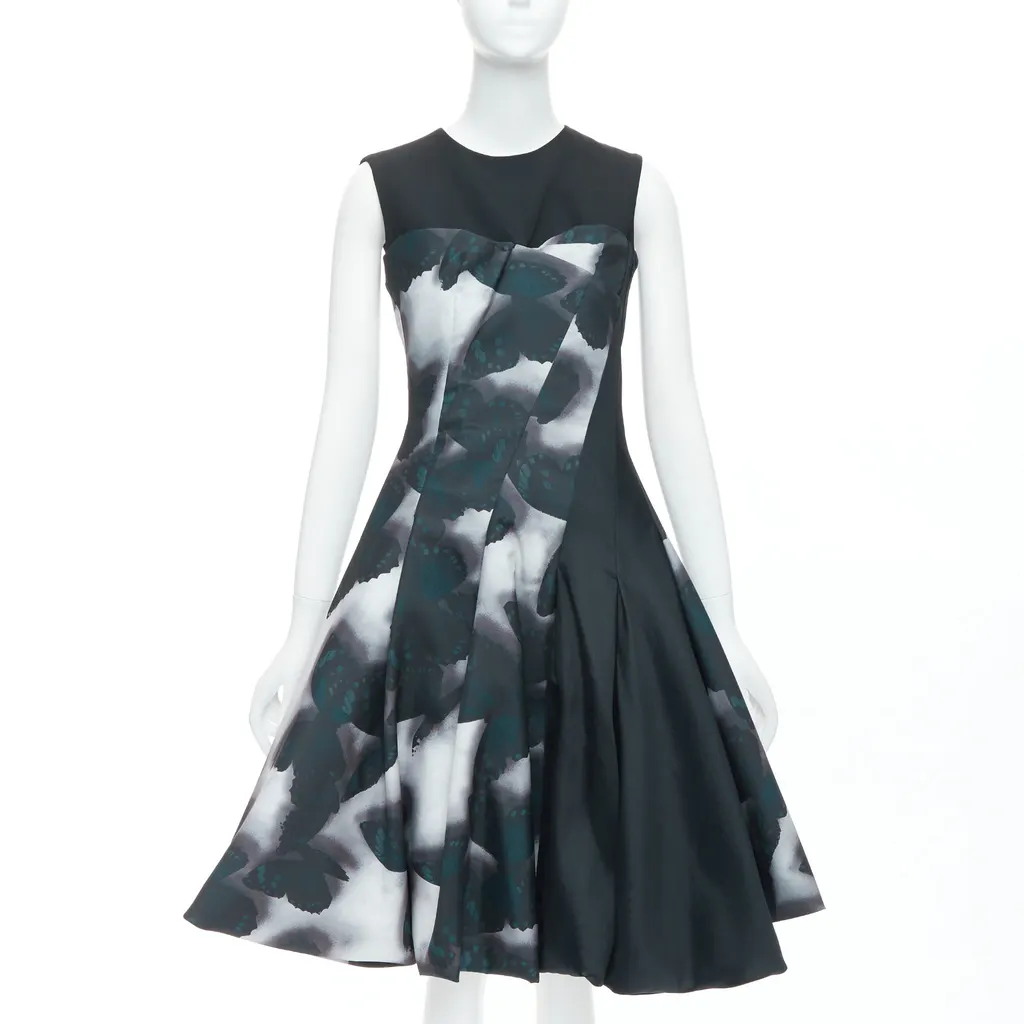 Lanvin Butterfly Cocktail Dress Grey Polyester Very good - Front View