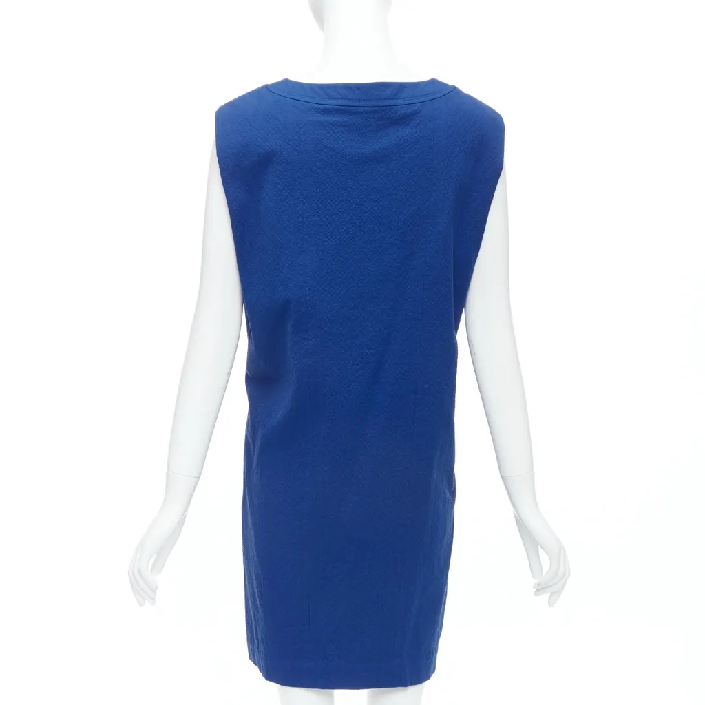 Hermès Pleated Shift Dress Blue Cotton Good - Model View