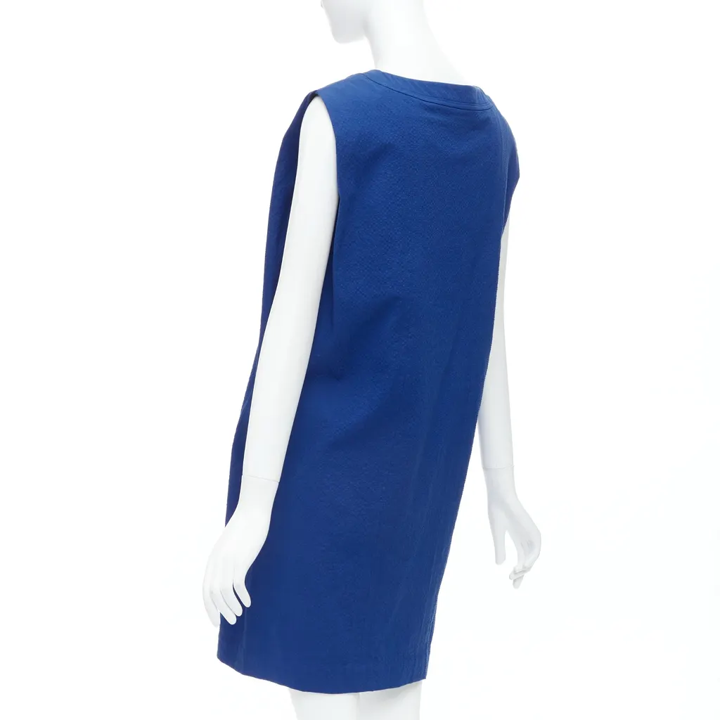 Hermès Pleated Shift Dress Blue Cotton Good - Box View