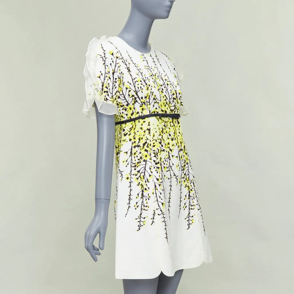Giambattista Valli Flutter Jacquard Dress Beige Viscose Never worn - Inside View