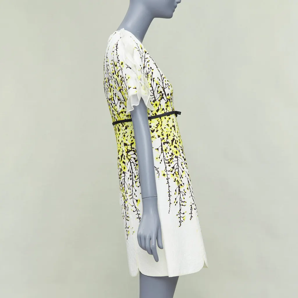 Giambattista Valli Flutter Jacquard Dress Beige Viscose Never worn - Model View