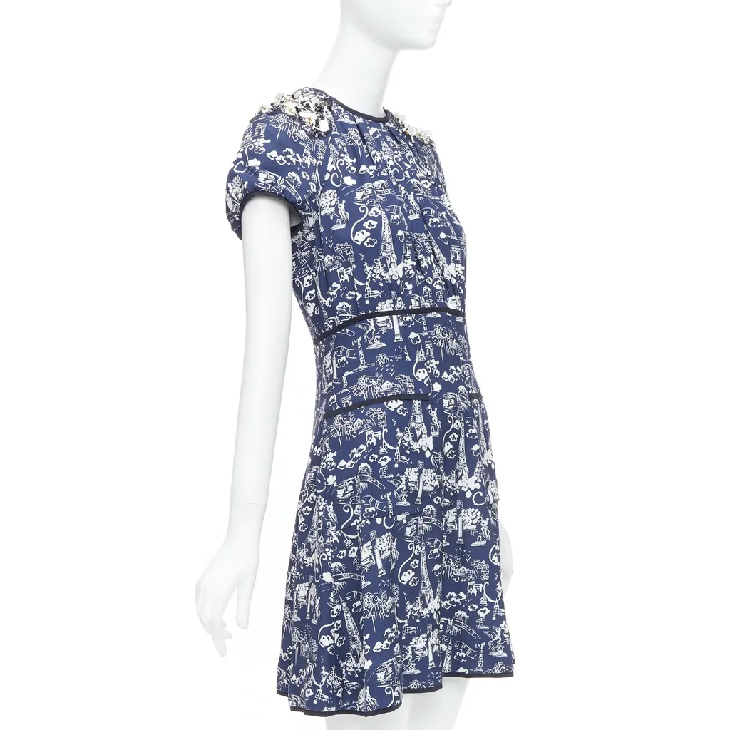 Louis Vuitton City Print Dress Navy Viscose Very good - Inside View