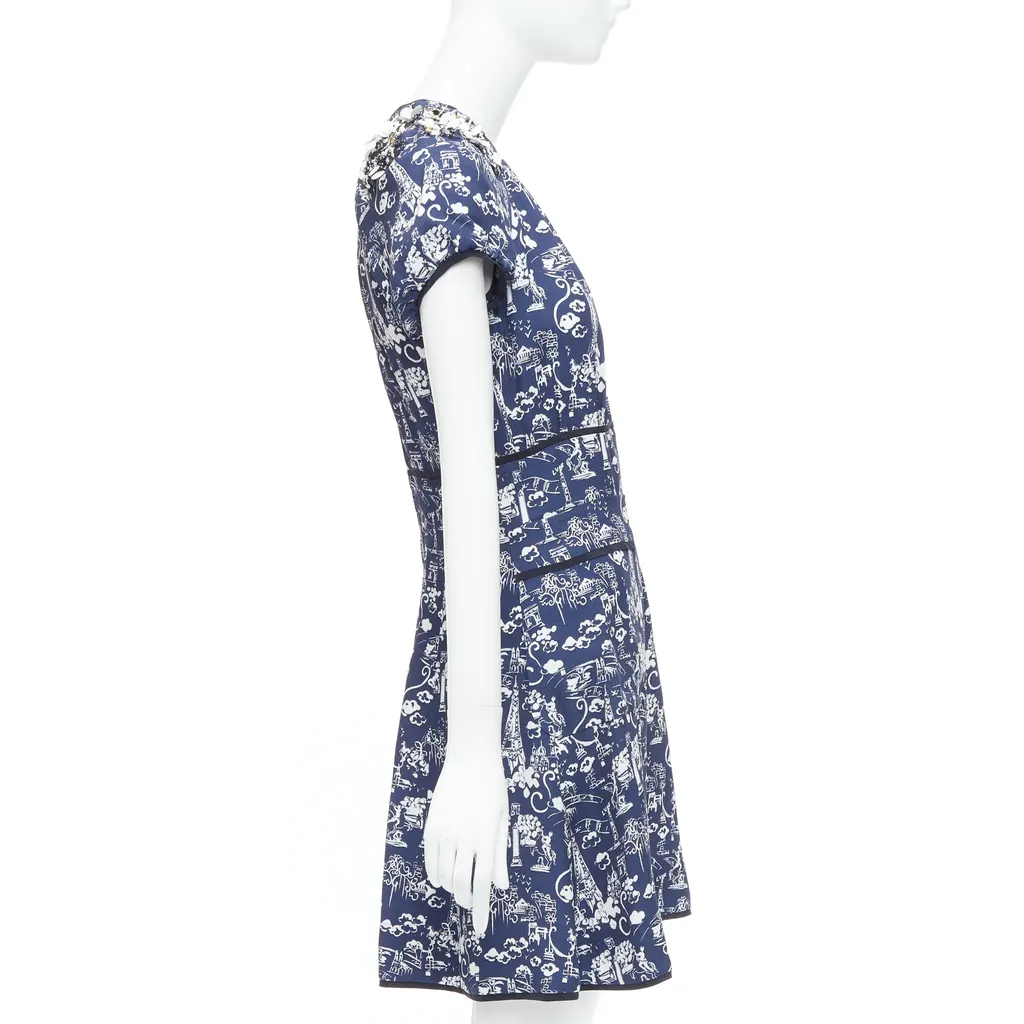 Louis Vuitton City Print Dress Navy Viscose Very good - Model View