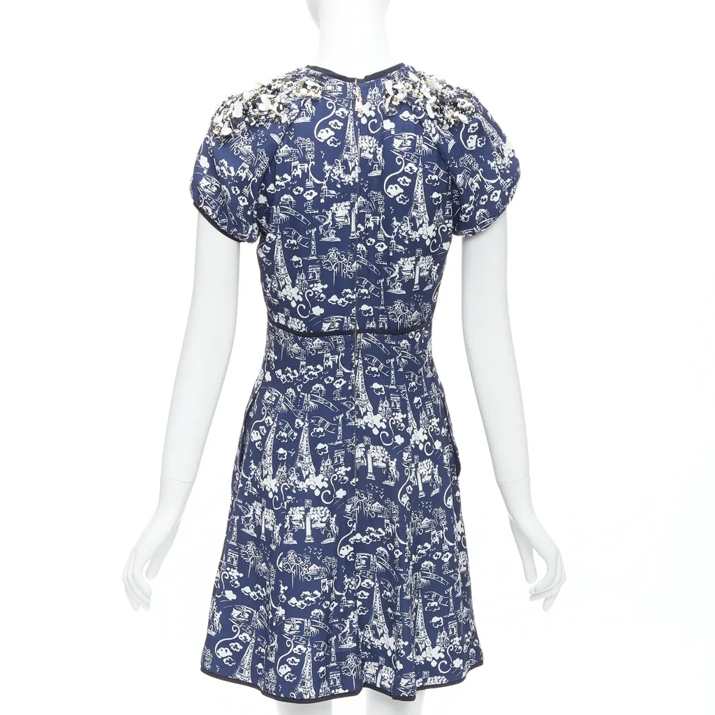 Louis Vuitton City Print Dress Navy Viscose Very good - Box View