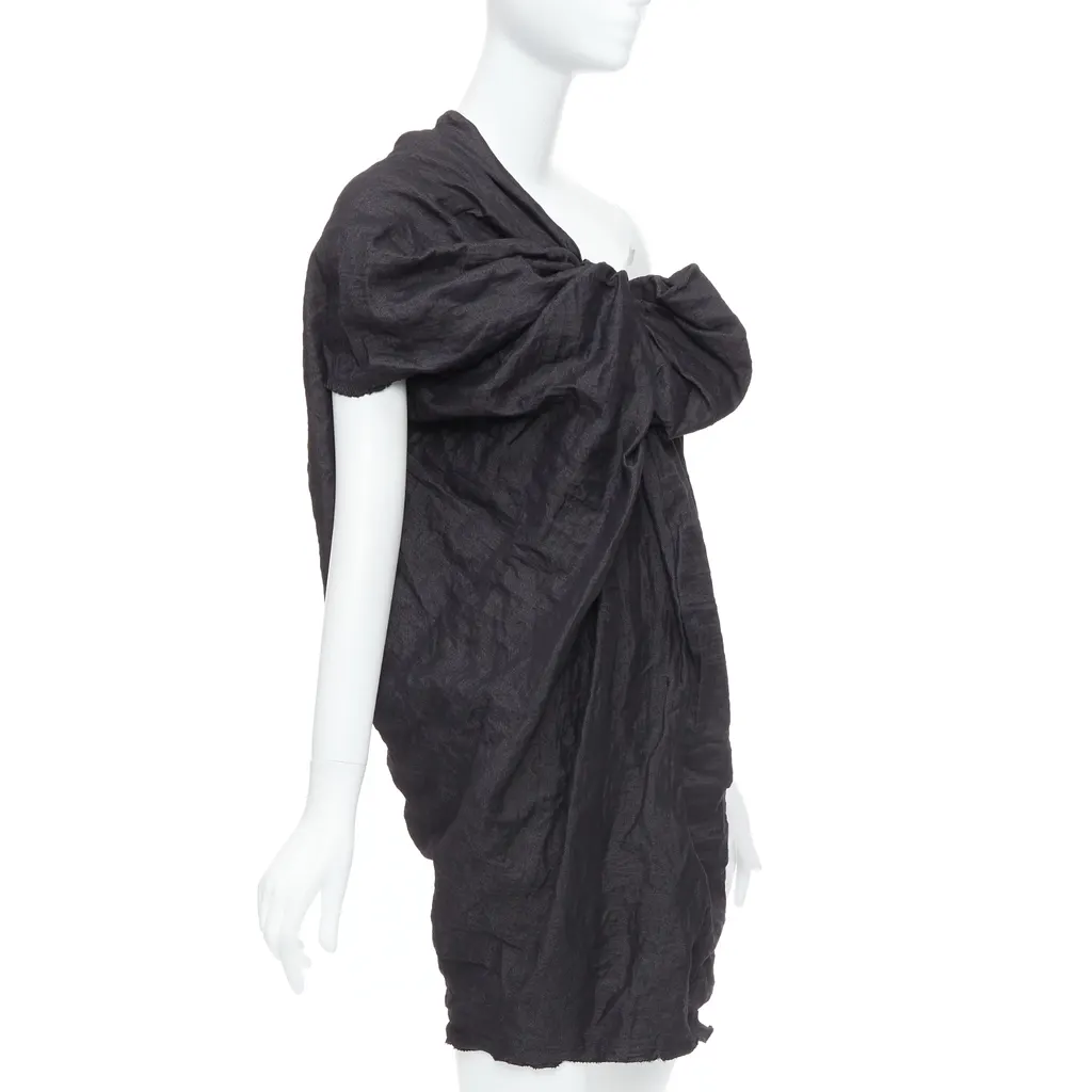 Lanvin One Shoulder Bow Dress Black Polyester Never worn - Inside View