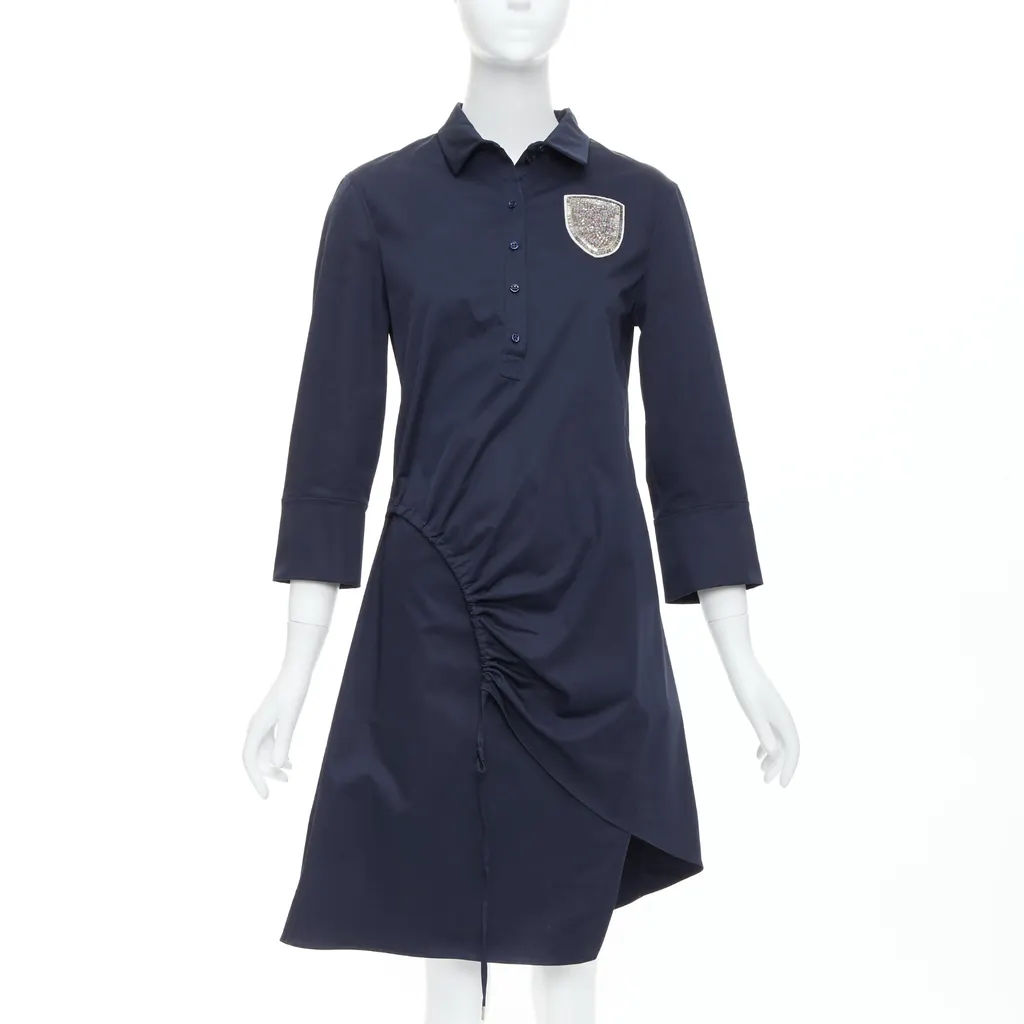 Dior Beaded Badge Dress Navy Cotton Very good - Front View