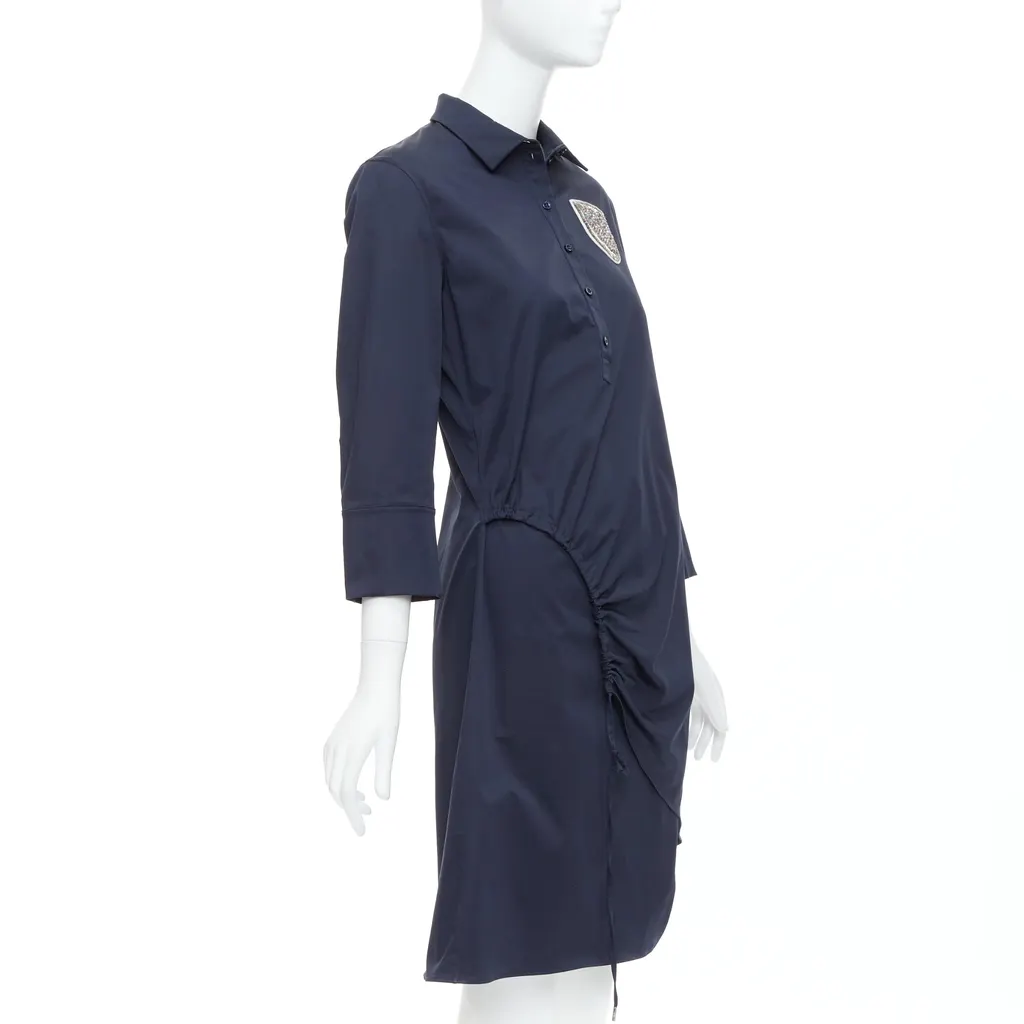 Dior Beaded Badge Dress Navy Cotton Very good - Inside View