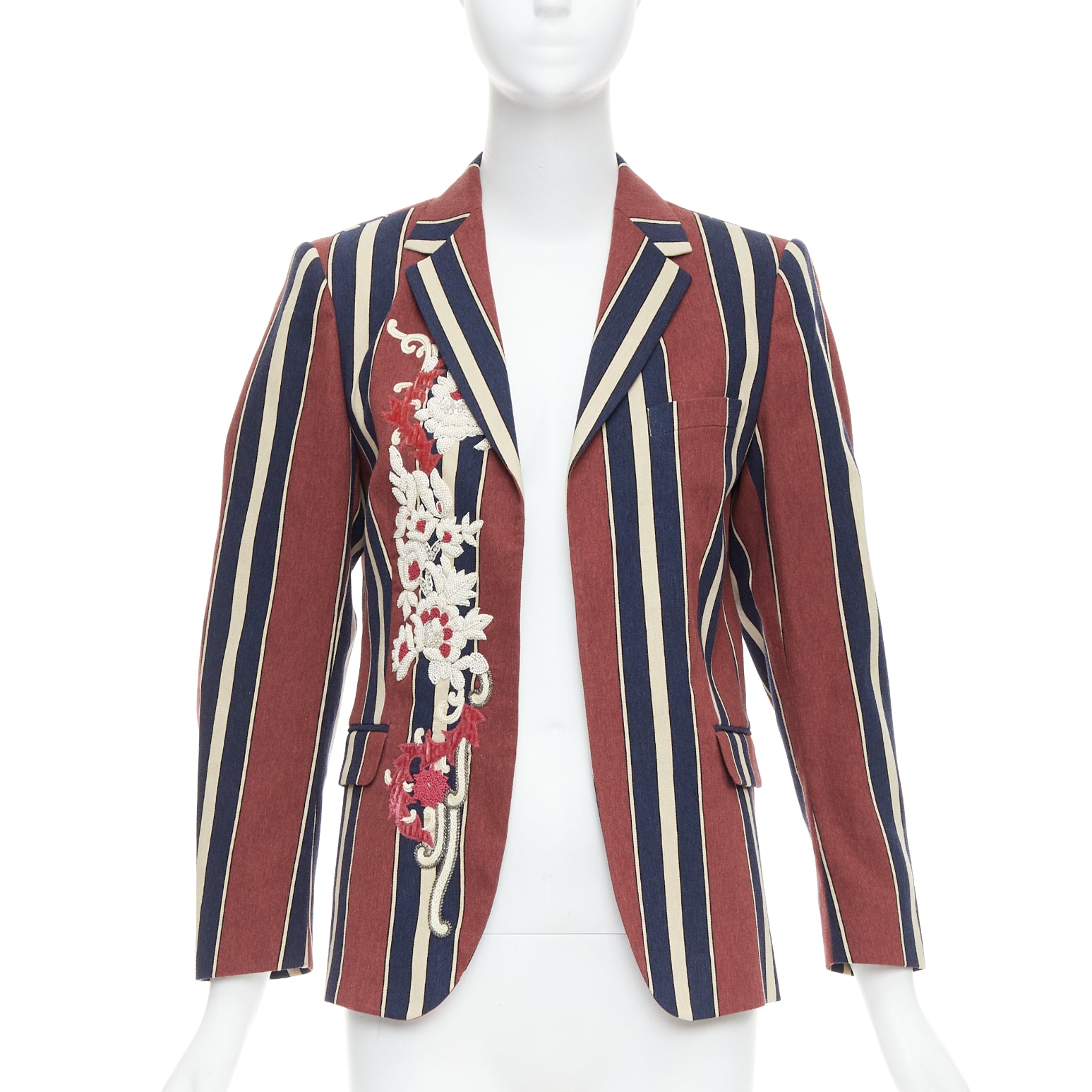 Dries Van Noten Burgundy Striped Blazer