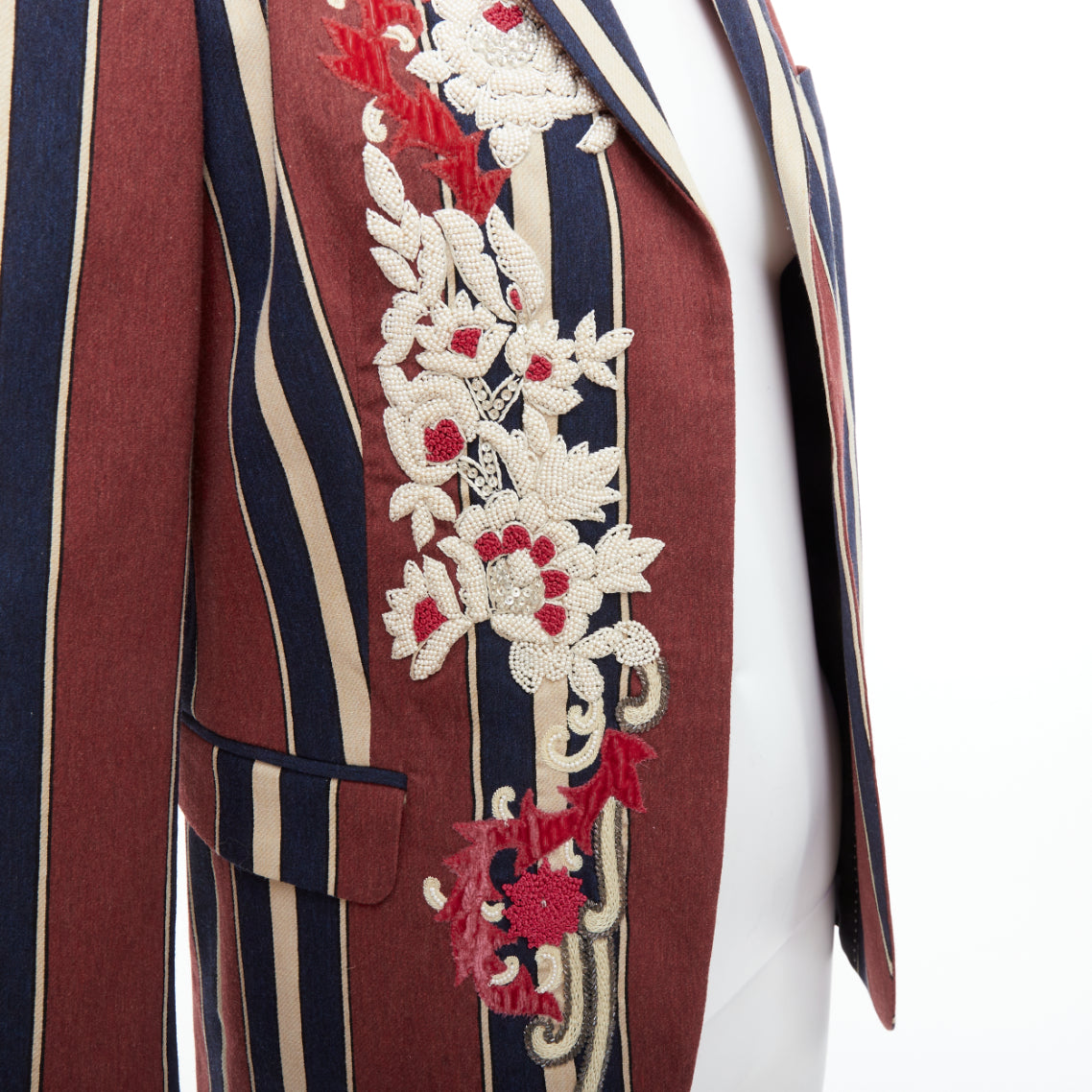 Dries Van Noten Burgundy Striped Blazer - Back view