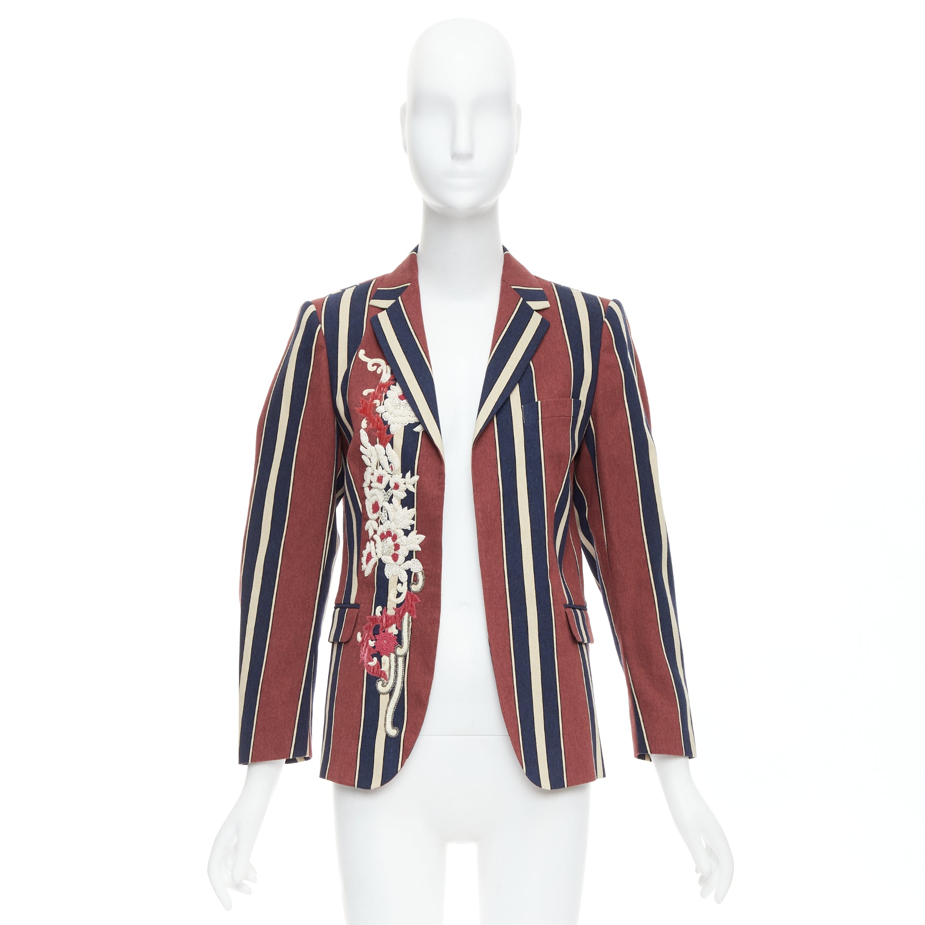 Dries Van Noten Burgundy Striped Blazer - Image 11
