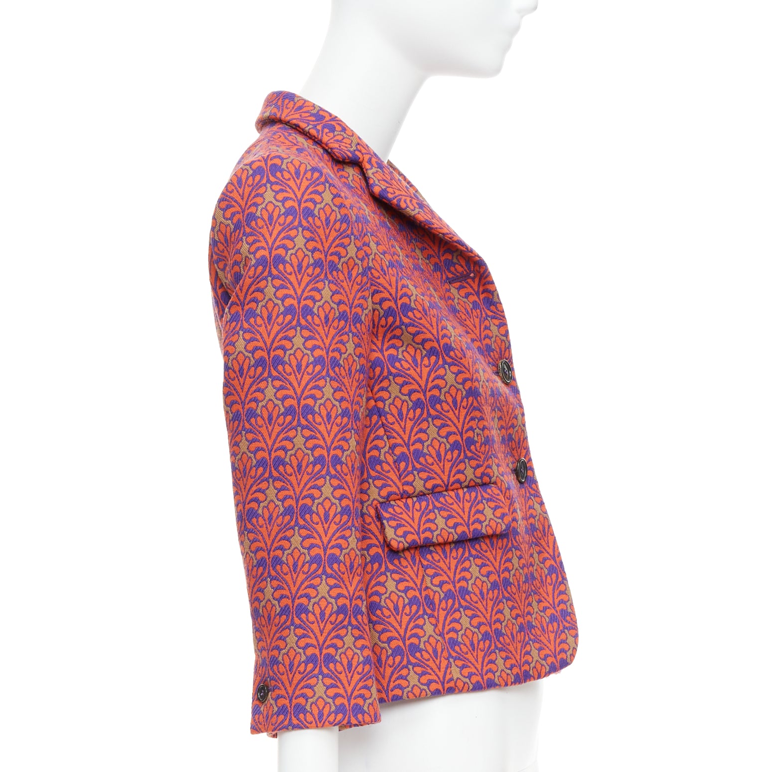Miu Miu Red Brocade Crop Blazer - Side view