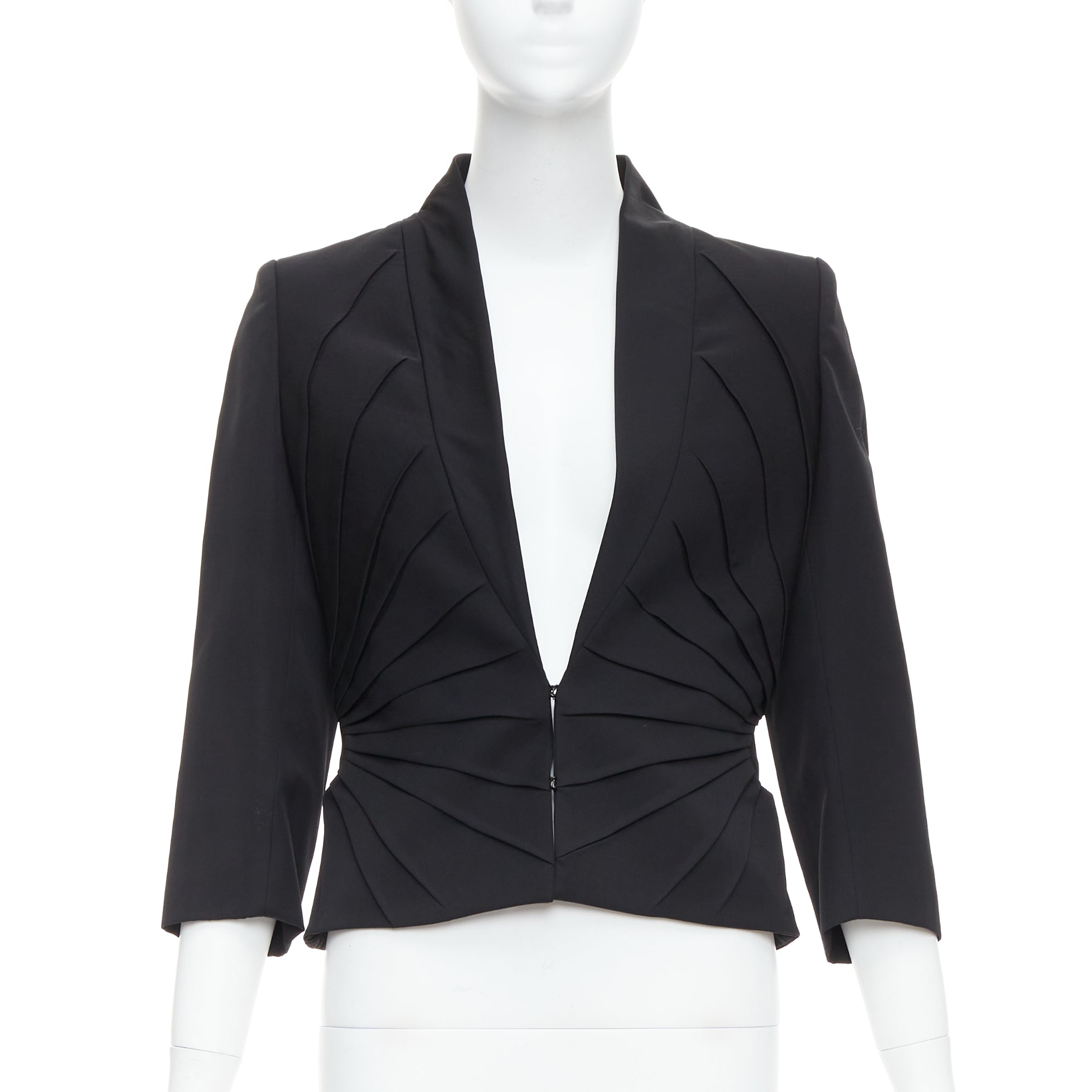 Alexander Mcqueen Black Pleated Dart Blazer