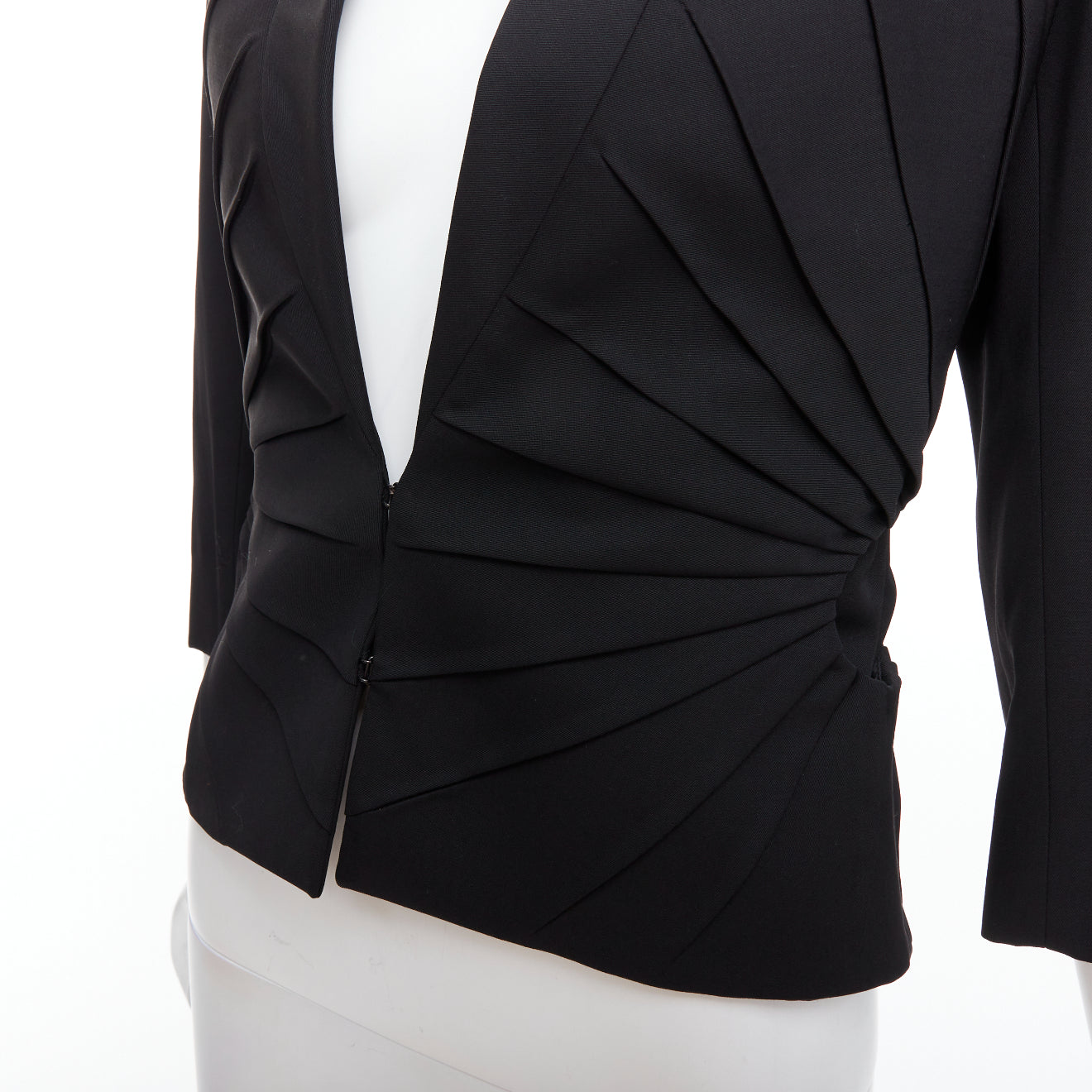 Alexander Mcqueen Black Pleated Dart Blazer - Back view