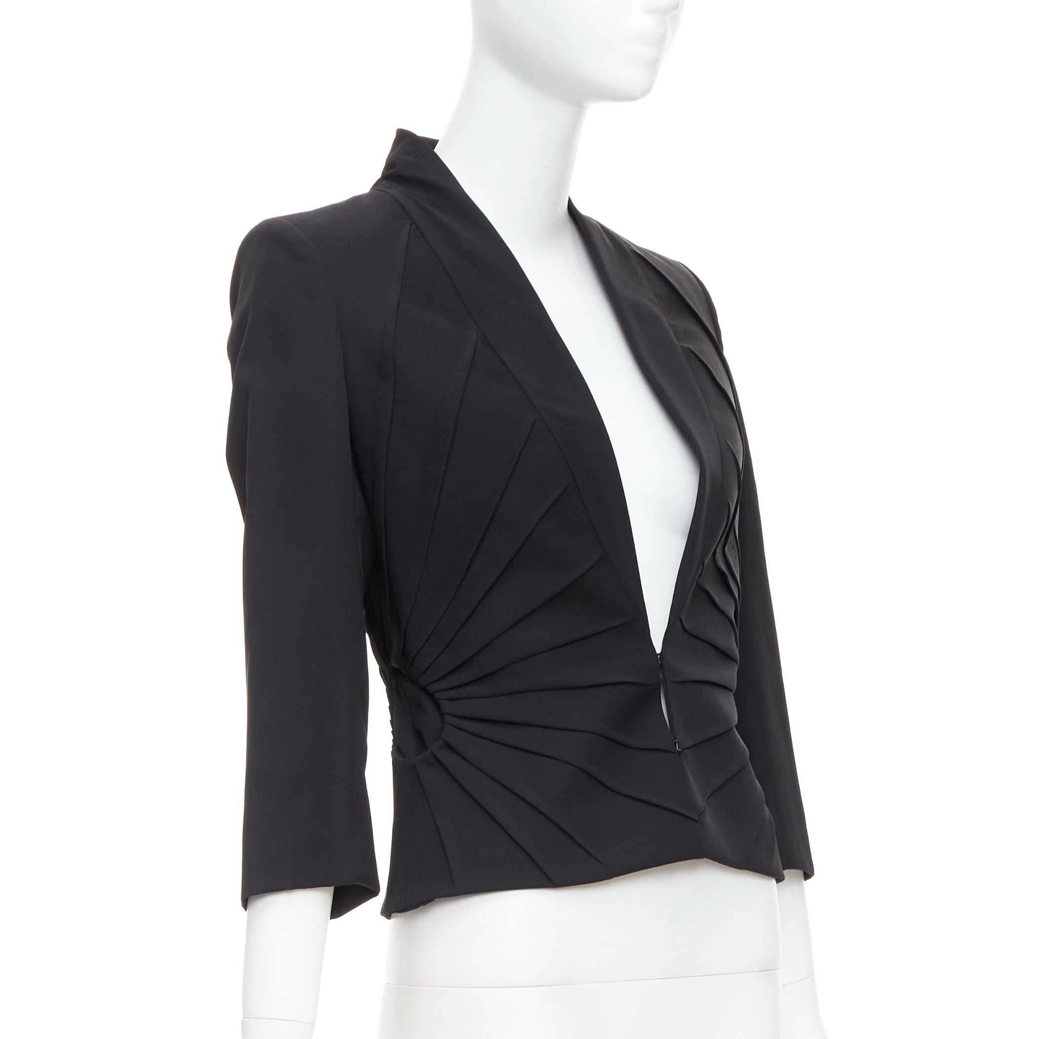 Alexander Mcqueen Black Pleated Dart Blazer - Image 6