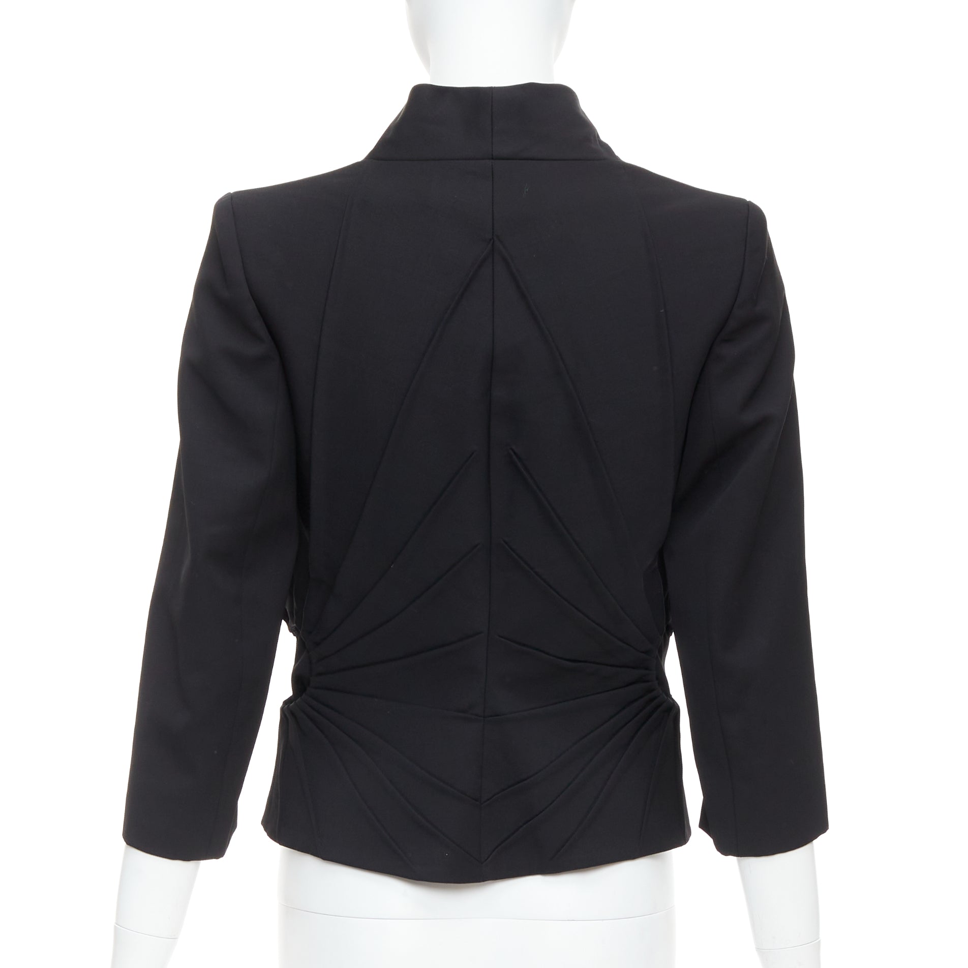 Alexander Mcqueen Black Pleated Dart Blazer - Side view