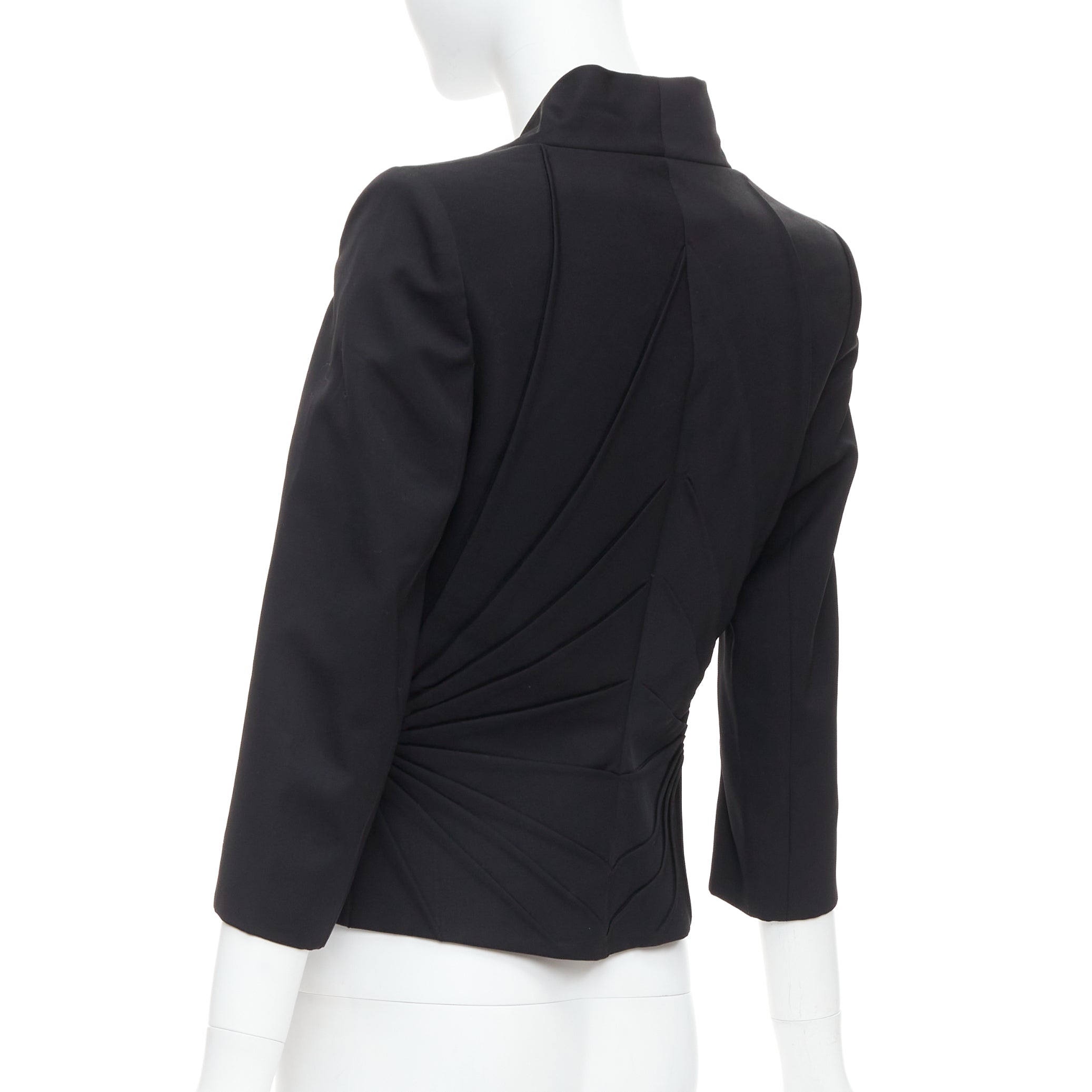 Alexander Mcqueen Black Pleated Dart Blazer - Detail 1