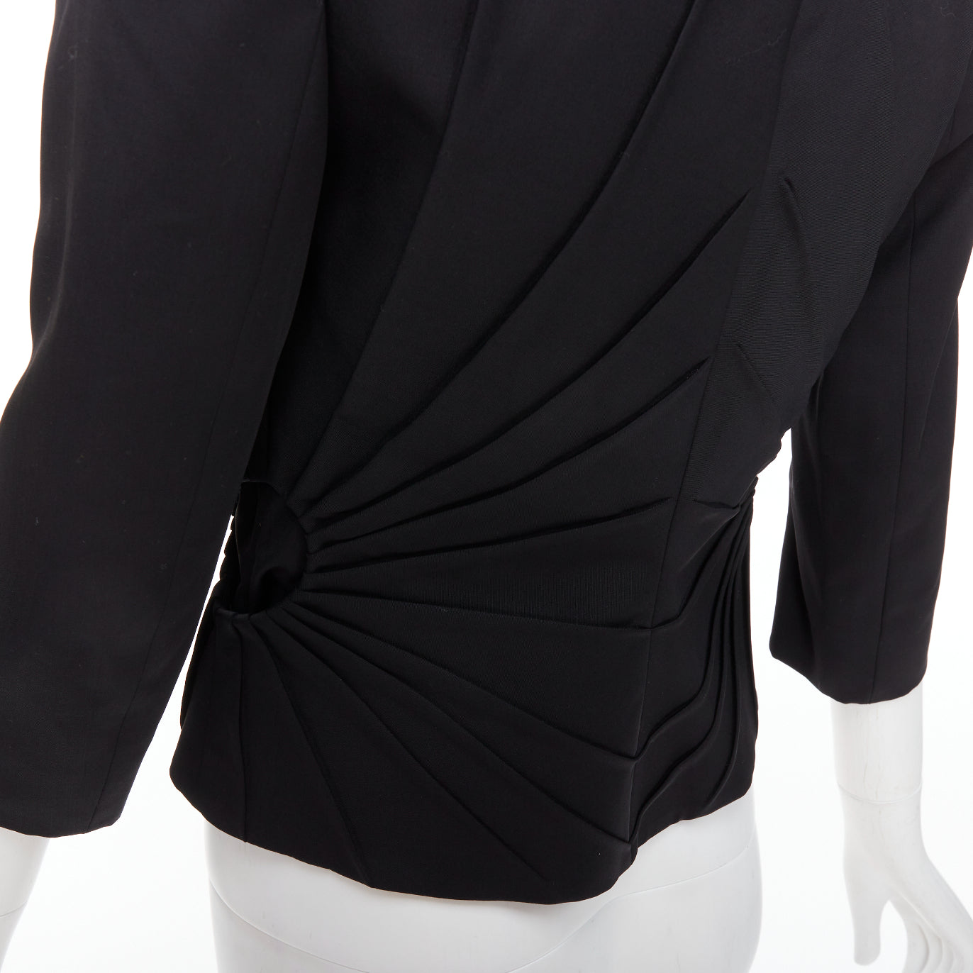 Alexander Mcqueen Black Pleated Dart Blazer - Detail 2