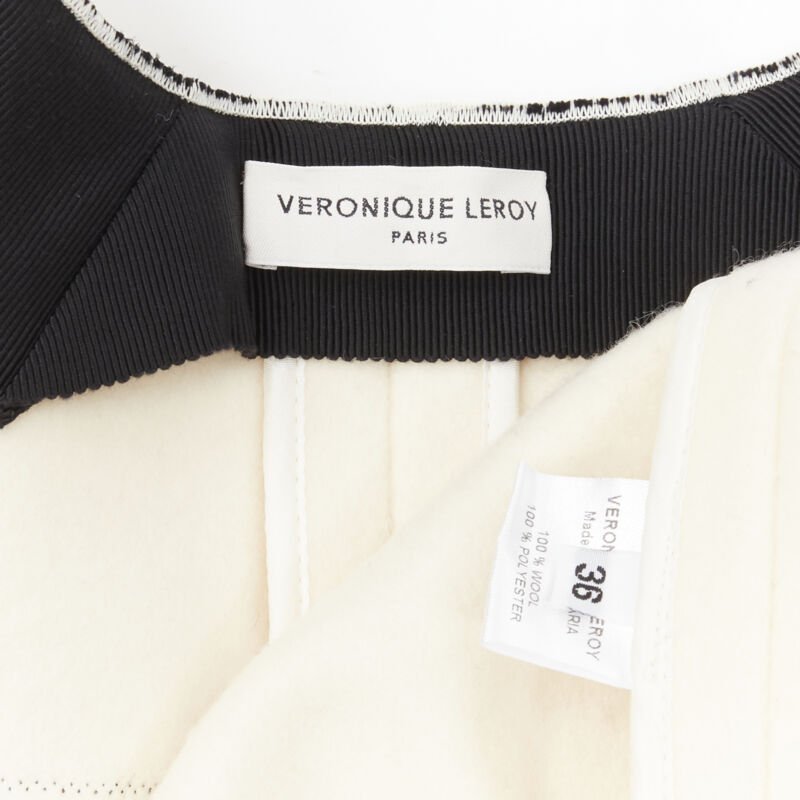 Veronique Leroy Cream Frayed Toggle Coat - Image 11