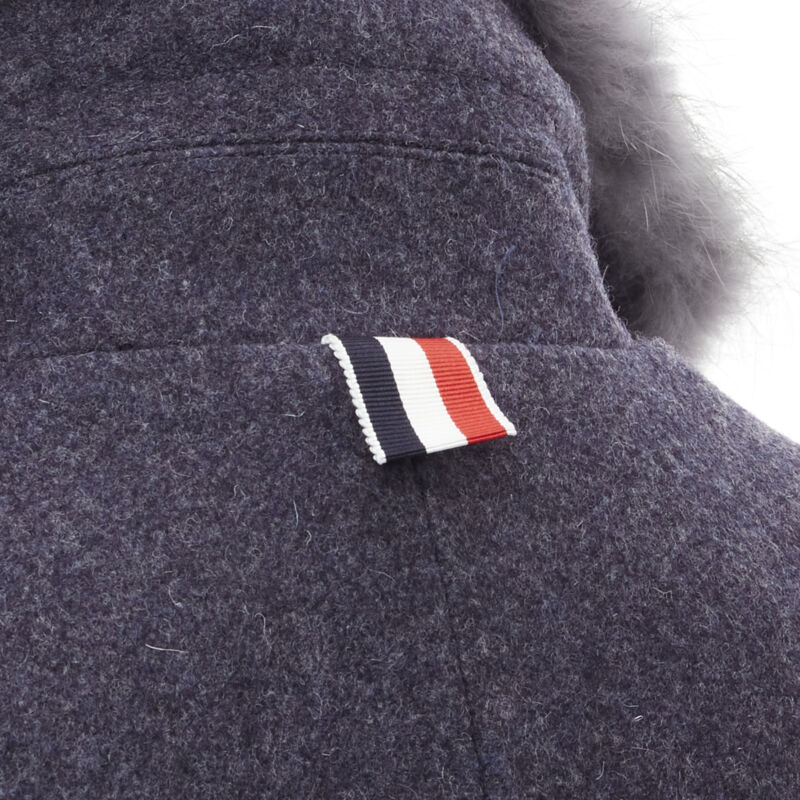 Thom Browne Grey Fur Collar Coat - Image 10