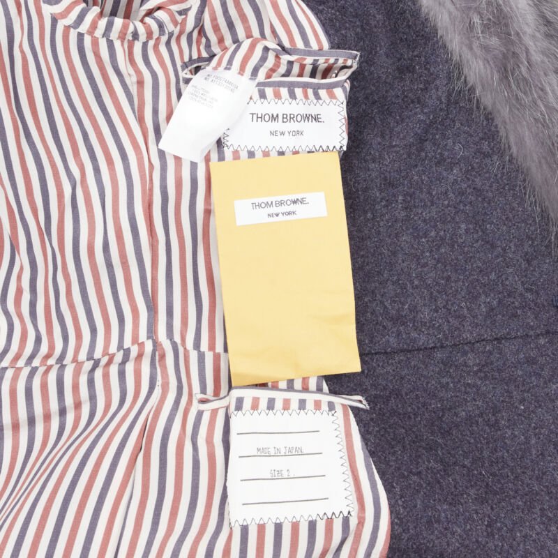 Thom Browne Grey Fur Collar Coat - Image 13