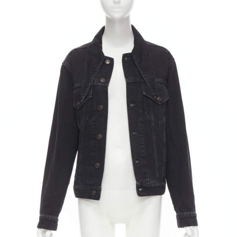 Balenciaga Black Denim Trucker Jacket - Image 6