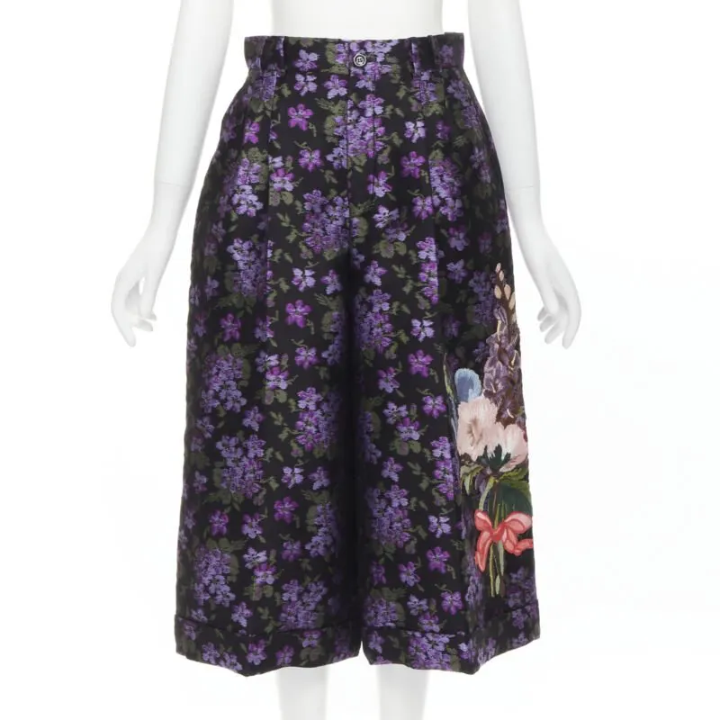 Gucci Grosgrain Pleated Shorts Purple Polyester Never worn, with tag - Front View