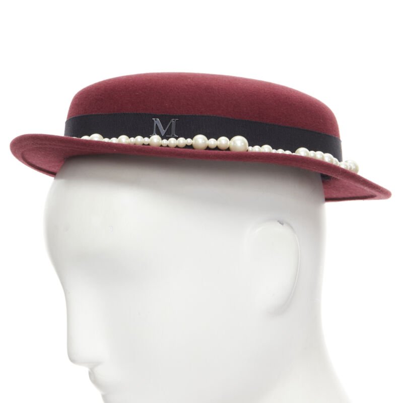 Maison Michel Red Wool Fedora - Back view