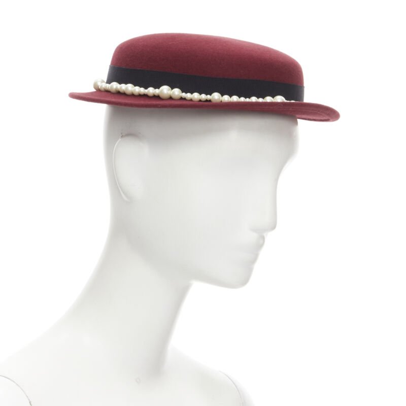 Maison Michel Red Wool Fedora - Image 6