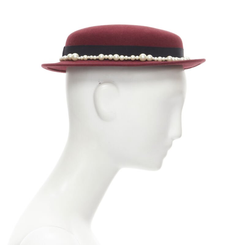 Maison Michel Red Wool Fedora - 4