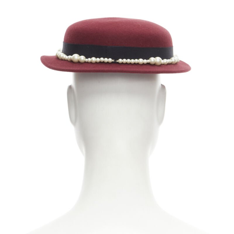 Maison Michel Red Wool Fedora - Side view