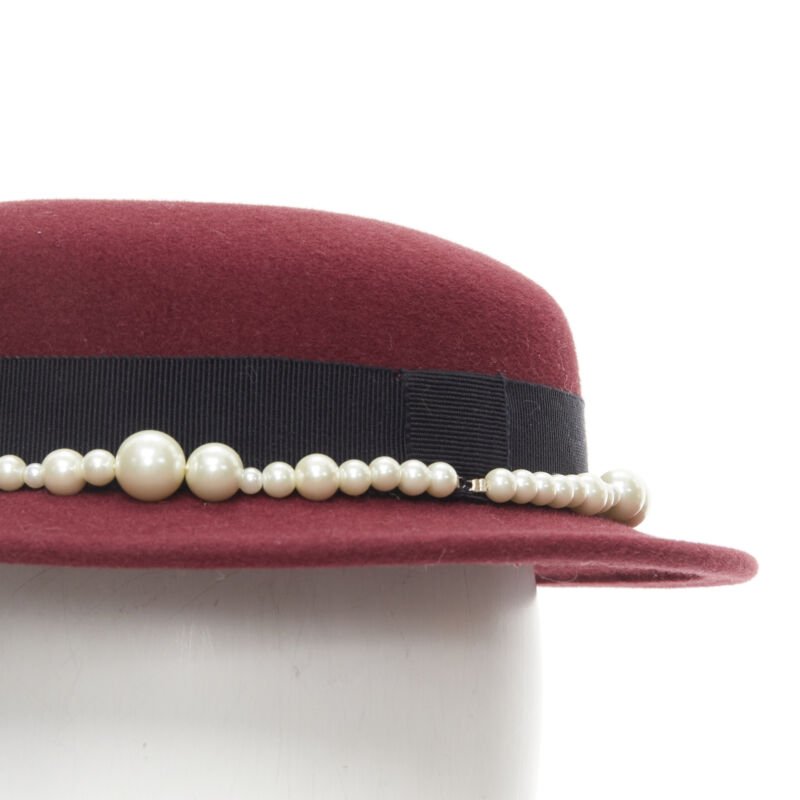 Maison Michel Red Wool Fedora - Detail 1