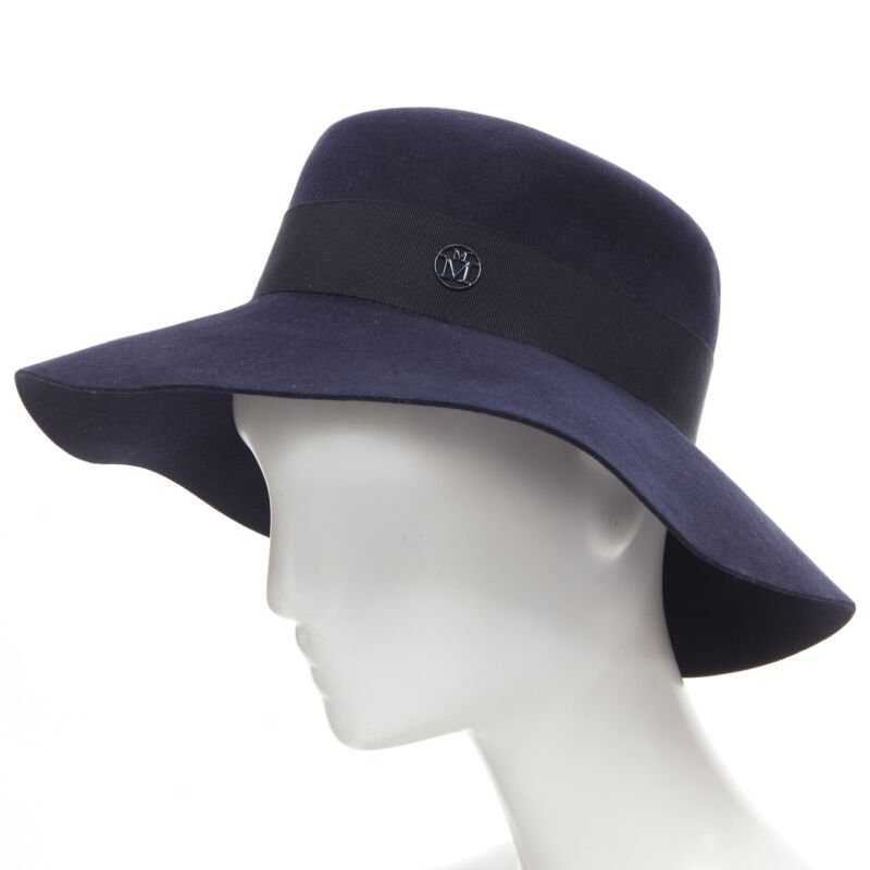 Maison Michel Blue Grosgrain Fedora - Back view