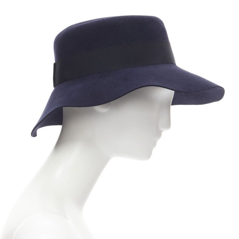 Maison Michel Blue Grosgrain Fedora - 4